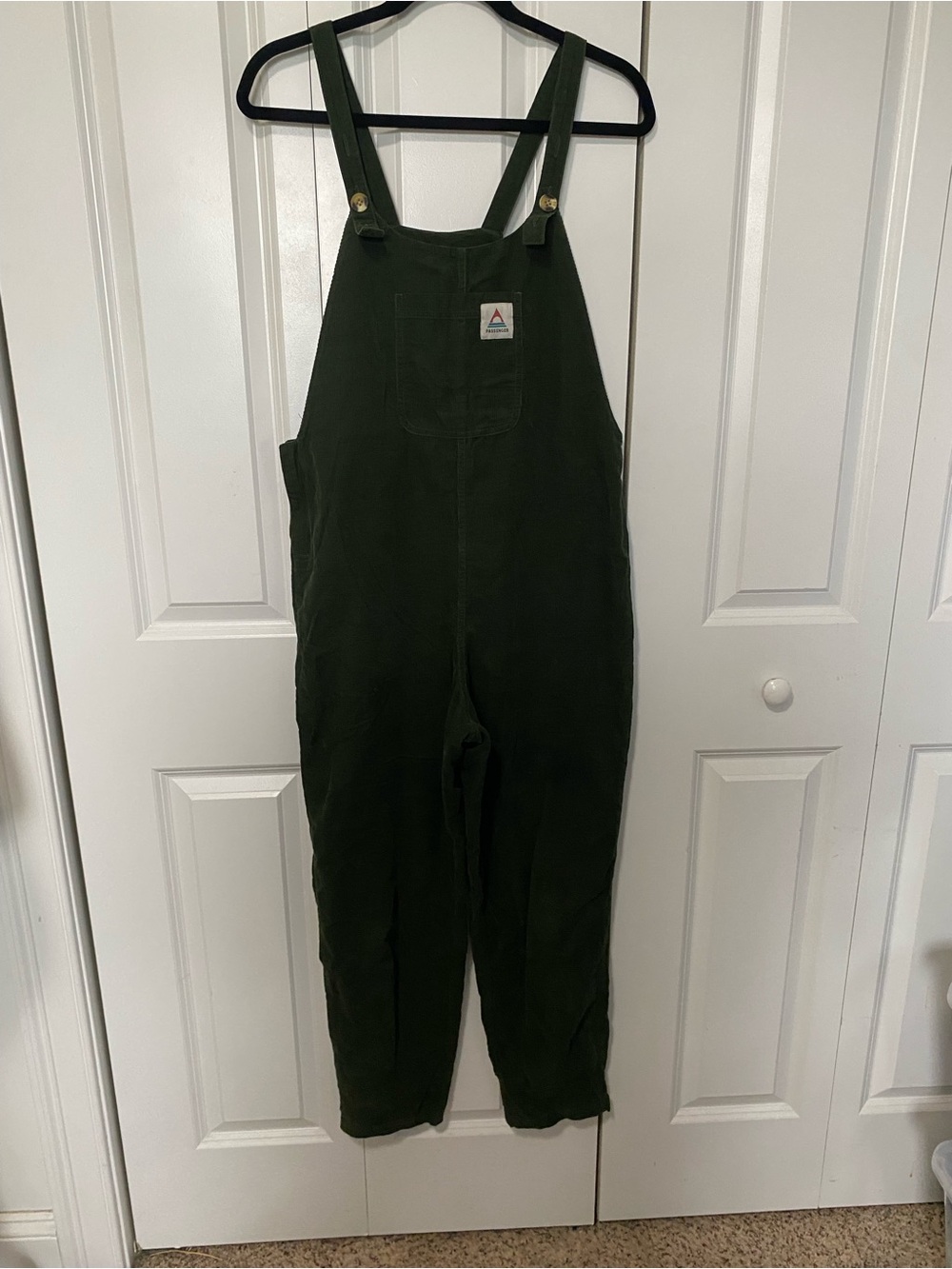 NWT Passenger Meadows Organic Cotton Cord Dark Green Utility Overalls